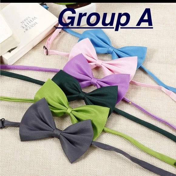 Dog & Cat 🪢 2 Piece Sateen Adjustable Bow Tie Collars - Picture 2 of 8